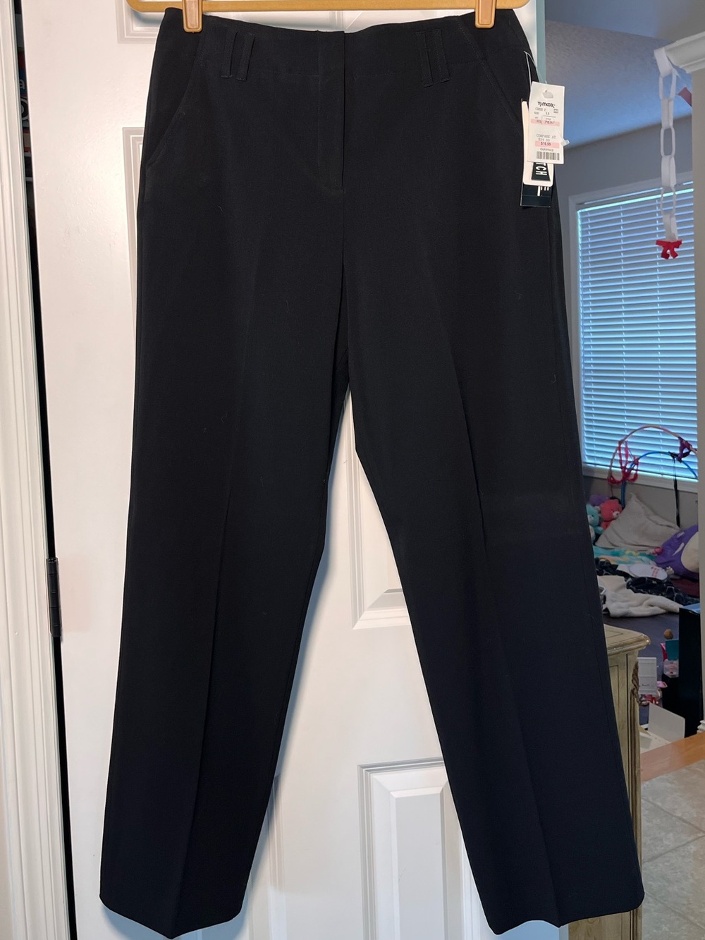 NWT Larry Levine Black Straight Leg Dress Pants Size 12 Stretch Workwear